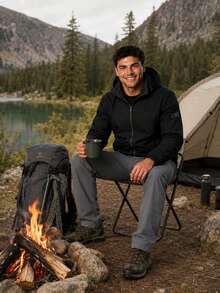 CZRLHYT Men's Lightweight Outdoor Jacket With Detachable Hood, Suitable For Travel, Hiking And Cycling Outdoor Gear - Black - View 6