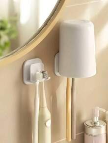 1pc White Bow Toothbrush Holder, Glossy 3D Bow Design, Modern Bathroom Countertop Storage Rack, Electric Toothbrush Stand, Minimalist Home Decor, Glossy Bow Decoration, Minimalist Bathroom Accessory, Clean Girl Style Decor - Multicolor - View 13