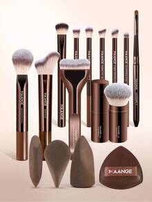 MAANGE 4/11pcs Professional Makeup Brush Set, Includes Powder Brush, Bronzer Brush, Foundation Brush, Blending Brush, Highlighter Brush, Concealer Brush, Blush Brush, Contour Brush, Makeup Accessories And Tools, Suitable For Daily Use And Travel, Perfect Makeup Accessory Gift For Friends - Brown - View 15
