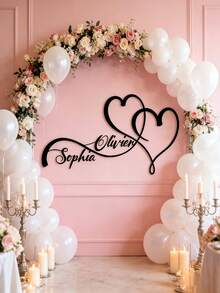 1 pieza Letrero colgante personalizable con apellido de pareja, decoración de bienvenida colgante con corazón infinito personalizado para el porche, adecuado para decoración del hogar, decoración del jardín, regalo de inauguración de casa, regalo de cumpleaños, regalo de Navidad, regalo de temporada de bodas, regalo de aniversario - Multicolor - Ver 1