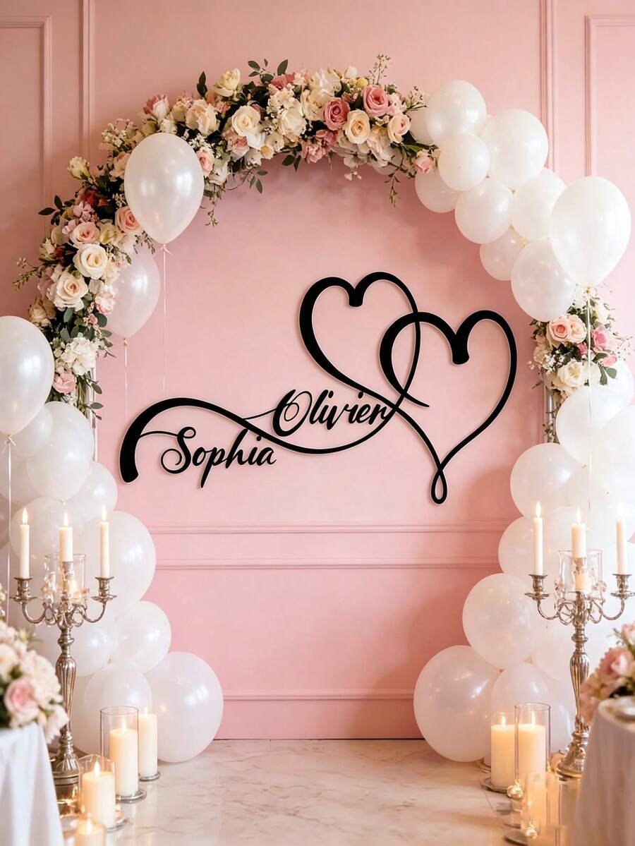 1 pieza Letrero colgante personalizable con apellido de pareja, decoración de bienvenida colgante con corazón infinito personalizado para el porche, adecuado para decoración del hogar, decoración del jardín, regalo de inauguración de casa, regalo de cumpleaños, regalo de Navidad, regalo de temporada de bodas, regalo de aniversario - Multicolor - Ver 1