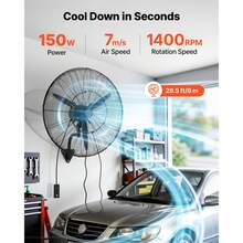Wall Mount Fan, 30 In Wall Mounted Hanging Fan With Oscillating & Mist, IP44-Rated, 3-Speed, Powerful Air Reach, Mechanical Control, Long Airflow For Industry, Commercial, Garage, Workshop, Gym - 30 in - View 2