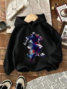 3pcs-Teen Boy 3-Piece Set Fun Print Pullover Sweatshirt, Warm And Comfortable Thermal Lined Pullover Sweatshirt For Autumn/Winter - Black - View 2