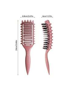 1pc Portable Curling Hair Brush - Nylon Bristles, Suitable For All Hair Types, Easily Detangles And Adds Volume - Multicolor - View 3