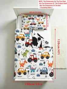 1pc Dinosaur & Construction Vehicle Kids Duvet Cover Set, 100% Polyester Double-Sided Duvet Cover (No Insert), Machine Washable, Suitable For Newborn/Infant/Toddler Bed, Holiday Gift - Multicolor - View 12