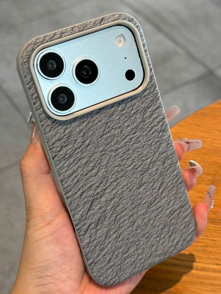 奢華皺紋紋理人造皮革商務手機殼,適用於 iPhone 18 Pro Max 18 Pro 17 Pro Max 17 Pro 17 16 Pro Max 16 Pro 16 15 Pro Max 15 Pro 15 14 Pro Max 14 Pro 14 13 Pro Max 13 Pro 13 12 Pro Max 12 Pro 12 11,防護邊框後蓋 - 灰色 - 查看 1