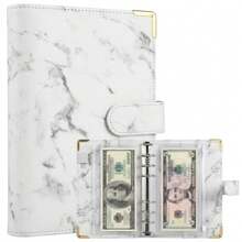A6 Marble PU Leather Budget Binder With 12PCS Zipper Pockets Cash Envelopes, Magnetic Snap Loose Leaf Planner Organizer For Money Saving & Cash Stuffing - A6 - View 4