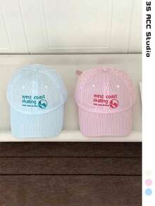 Minimalist Letter Embroidered Soft-Top Retro Plaid Visor Cap, Thin Long Brim Sun Protection 5-Panel Hat, Streetwear Flat-Brim Unisex Checkered Baseball Cap, American British College Style, Suitable For Men And Women - Letter Stripes - View 2