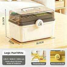 Professional Lockable Multi-Layer Home Pill Box, Transparent Portable Organizer, Space-Saving Storage For Indoor Decor, Kitchen, Bathroom, Bedroom, Back To School, Camping, Family Travel - White - View 9