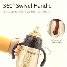 1pc PPSU Baby Feeding Bottle With Handle, Weighted Ball Straw, Training Bottle, 300ml - Coffee Brown - View 6