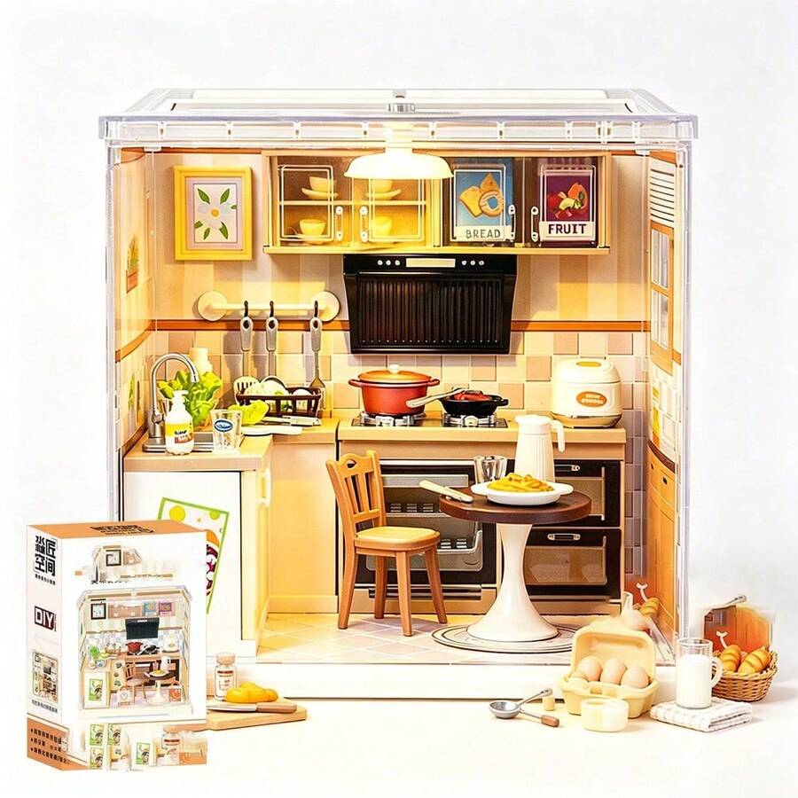 Miniature House Building Kit For A Mini Burger Shop, Fast Food Restaurant, DIY Craft Toy. - Multicolor - View 1