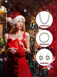 Christmas1/20 Pcs Red Green White 8mm Crystal Rhinestone Spacer Beads Set - Perfect For DIY Jewelry Making, Bracelets, Necklaces And Craft Gifts - Multicolor - View 1