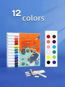 Spidol Akrilik 12/24/36/48/60 Warna Kapasitas Besar Buram Dapat Dicuci Spidol Gambar Seni untuk Siswa Sekolah Dasar - MultiWarna - View 8