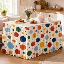1pc Tablecloth Table Skirt, Vibrant Colorful Polka Dot Pattern, Suitable For Wedding Banquet, Party, Catering Event, Party Decoration, Modern Holiday Home, Office, Studio Use - A - View 4