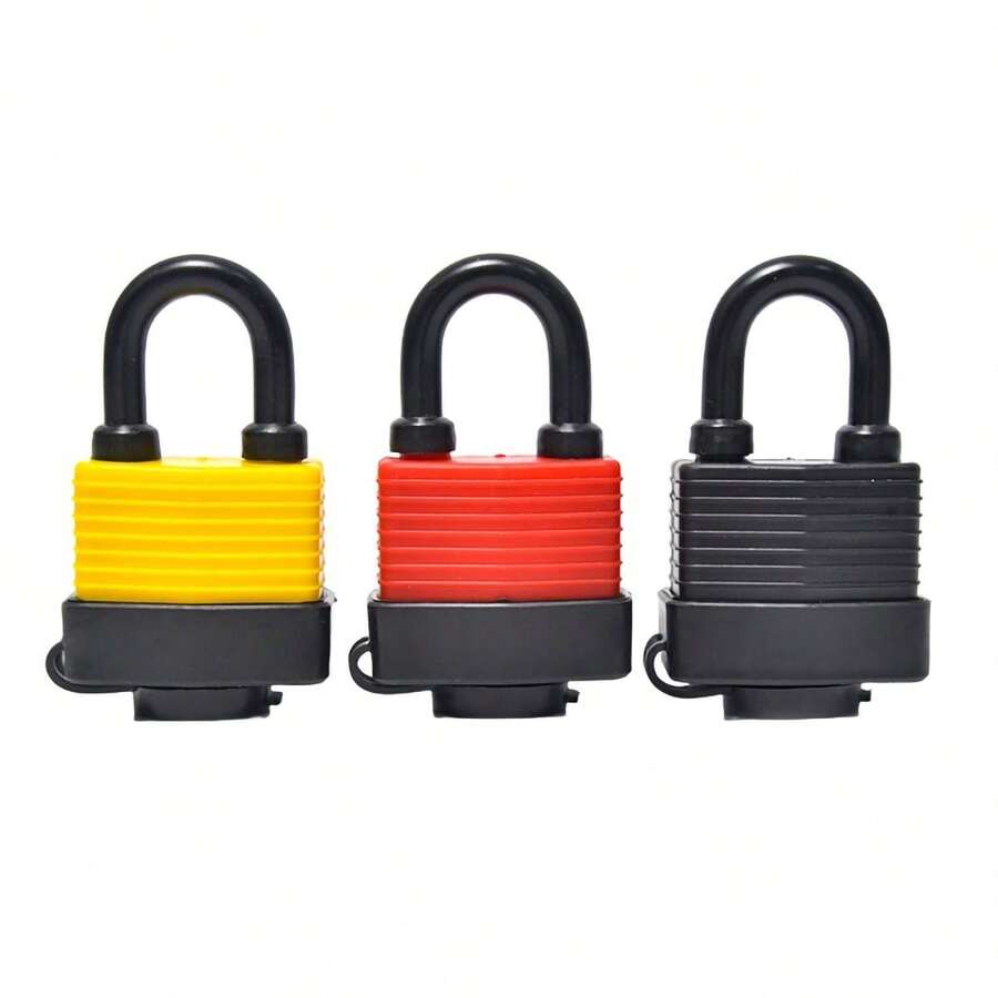 2pcs Heavy Duty Outdoor Padlocks With Keys, Waterproof Cover, Steel Lock Body With Keys, Weather-Resistant Extra Long Lock Body Anti-Rust, Brass Lock Body, Suitable For Boats, Fishing, Ships, Fences, Homes, Gardens, Doors, Garages - Red - View 1