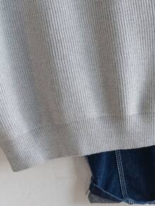 Boys' Preppy Contrast Color Embroidered Puppy Crew Neck Knit Pullover Sweater, Suitable For School Daily Wear In Spring, Autumn And Winter - Grey - View 5
