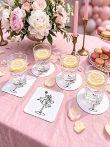 Personalized Wedding Coasters,Customized Coasters,Customizable Name/Date/Text, Suitable For Wedding,Teacups,Exclusive Tabletop Protection Pad,Used For Dining Table Arrangement Beverage Cup Holder, Anniversary - Multicolor - View 4