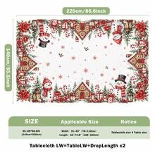 1pc Christmas Tablecloth, Christmas Snowman Gingerbread House Red Pine Branch Print Pattern, Single-Sided Print, Suitable For Tabletop, Washable And Reusable, Suitable For Indoor, Outdoor, Yard, Wedding, Banquet, Party, Outdoor Dining, Craft Exhibition, Banquet Event Decoration - Multicolor - View 11