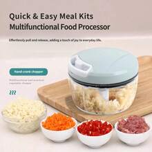 500/900ML Manual Pull-Cord Food Chopper With 5-Blade Multi-Function Vegetable Processor, Durable Portable Hand-Pull Meat Grinder, Suitable For Onion, Garlic, Chili, Nuts And Meat, Dicing And Slicing Tool For Salad, Seasoning, Filling, Pureed Food, Easy To Clean - Multicolor - View 12