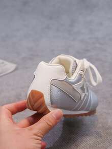 Girls' Lace Casual Sports Shoes, Soft Sole Lace-Up Children's Training Shoes - Silver - View 8