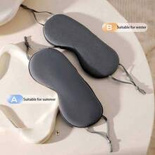 1 buah Masker Mata Dua Sisi Hangat/Dingin, Bahan Sutra Es Bernapas untuk Pendinginan Musim Panas/Isolasi Kehangatan untuk Musim Dingin, Masker Mata Tidur dengan Penghalang Cahaya, Perlindungan Mata Tanpa Tekanan - E - View 6