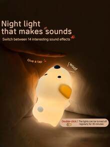 1pc USB Rechargeable Silicone Touch Sensor Cartoon Night Light - Soft Animal Shaped Lamp (Adjustable Brightness) Suitable For Bedroom, Dorm And Stress Relief - Multicolor - View 5