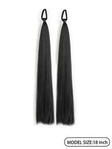 A Pair Of 18-Inch Long Straight Ponytail Wigs, With Elastic Hair Ties, Available In Multiple Colors, Suitable For Everyday Wear And Various Occasions. - Multicolor - View 5