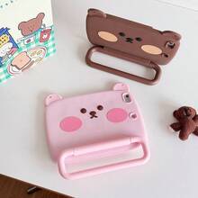 Lolla 1pc Cute Bear Protective Case Compatible With IPad 7/8/9 Tablet Shell 2022 Apple Air 5/4/3 9th Gen 10.2 Silicone Pro 11 Full Coverage 2024 Mini 7 New Air 6/A7/8/9 - Pink - View 3