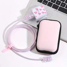 6pcs Heart-Shaped Data Cable Organizer Protective Sleeves And Storage Bag, Suitable For 18W/20W Fast Charging Cables, Storage Bag For Chargers, Earphones, Data Cables, Small Items Storage, With Zipper Closure - Anti-Drop Design. - Multicolor - View 3