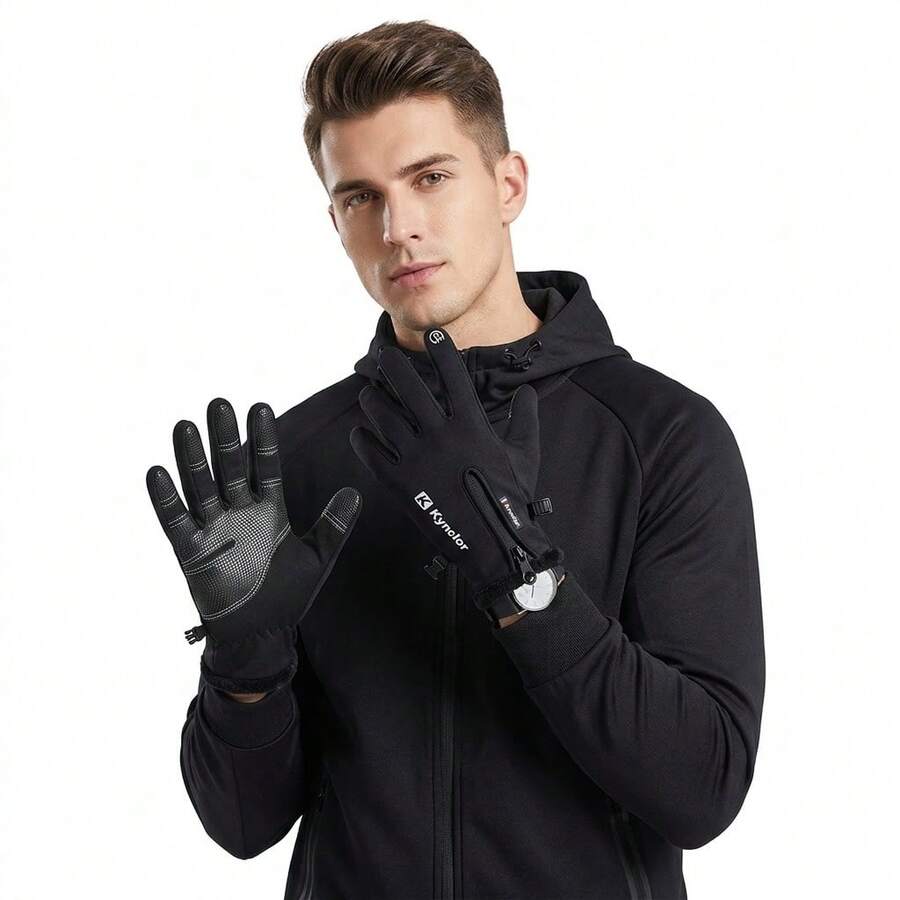 Kyncilor Vilico Winter Warm Gloves, Unisex, Zipper Style Comfortable Ski Gloves - Multicolor - View 1