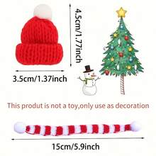 1 Set Mixed Color Mini Christmas Knitted Hats And Scarves, Wine Bottle Decoration, Suitable For Christmas Party Decoration, Snowman, Christmas Tree Decoration, Home Holiday Gathering Decoration - View 3