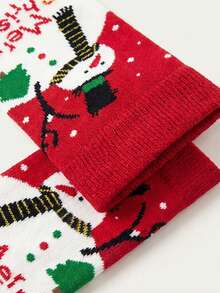 1 Pair Of Crew Sock, Men Funny Graphic Socks, Christmas Snowman Gift Box Candy Cane Pattern Socks, Soft Breathable, Christmas Gift For Men & Women - Multicolor - View 4