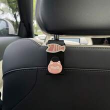 1pc Resin Cat & Fish Car Hook, Hidden Cartoon Cat & Fish 7-Shaped Car Hook For Rear Seat, DIY Resin Decor Patch Cream Glue Accessory, Multi-Function Hanging Hook For Car Rear Seat, Car Interior Hanging Storage Organizer - Cat Fish Bone - View 5