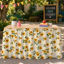 Taplak Meja dan Rok Meja Motif Bunga Matahari Klasik dan Elegan 1 buah, Cocok untuk Acara Pesta, Dekorasi Dapur dan Ruang Makan - A - View 3