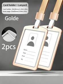 3/6/12pcs Heavy Duty Aluminum Alloy ID Badge Holder With Lanyard, Top Loading Clear Acrylic Window Metal Card Holder, Suitable For Office Staff, Teachers, Nurses, Back To School - Top-loading - View 23