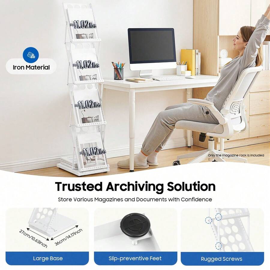 Display Stand&Foldable Magazine Rack With 4 Pockets For Exhibition And Trade Show - White 1pc - View 1