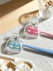 Cute Resin Bow Transparent Toothbrush Head Protective Clip, Portable Dust‑Proof Travel Toothbrush Storage Case, Lightweight Toothbrush Protective Cover, Ideal Gift For Dorm, Vacation, Back‑To‑School, Teacher's Day & Daily Use - Multicolor - View 5