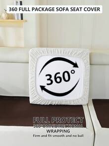 1PC Solid Color Linen‑Look Stretch Sofa Cushion Slipcover, High‑Elastic Snug‑Fit Sofa Seat Protector, Pet‑Friendly All‑Season Machine‑Washable Textured Couch Pad For 1/2/3/4‑Seater & L‑Shaped Sectional Sofa - Beige - View 6