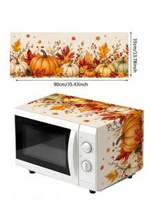 1pc 35x90cm Autumn Microwave Dust Cover, Polyester Material, Maple Leaf, Pumpkin, Berry, Sunflower Pattern, Dust-Proof And Stain-Resistant, Suitable For Kitchen, Bedroom, Garden Decoration, Perfect Thanksgiving Gift - Multicolor - View 9