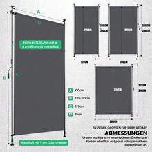 Vertical Outdoor Awning With Clamp Mounting, Retractable, No-Drill Installation, Privacy And Wind Protection For Balcony And Terrace, Weatherproof, Anthracite, With Hand Crank - Dark Grey - View 7