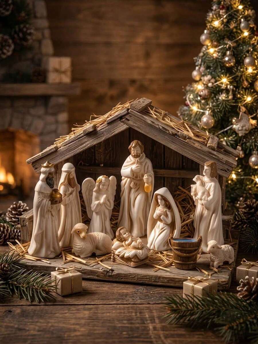 7pcs Christmas Nativity Scene Set, Mini Jesus Birth Scene Figurines, Including Virgin Mary, Joseph, Baby Jesus, Angel, Sheep Holy Family Statues, Religious Christmas Decor, Suitable For Home, Desk, Bookshelf, Office Table Mini Display Ornament