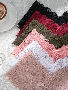 6pcs/Pack Plus Size Women's Sexy Lace Triangle Panties - Multicolor - View 6