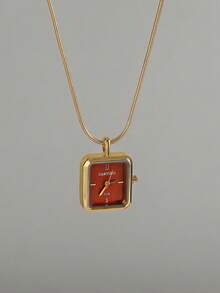 CARYINO New BLINGBLING Fashion Women's Necklace Watch With Time Display, Classic Small Square Design With Rhinestones, Gradient Color Sunburst Dial, Niche Designer Style, Light Luxury Fashion, Suitable For Festivals, Parties, Weddings, Back To School, Christmas, Thanksgiving, Halloween, Easter And Other Occasions, Also The Best Gift For Girlfriend And Mother - one-size - View 12
