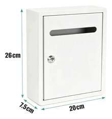 Buzón de Pared Owkuan Negro con Cerradura para Exterior y 2 Llaves,Buzón de paquetería de acero inoxidable reforzado para montaje en pared,Buzón escolar de pared resistente a la lluvia - Blanco - Ver 2