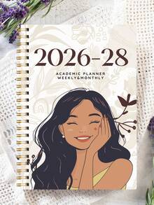 1pc 2026-2027 Academic Year Weekly/Monthly Planner Notebook, January 2026 To December 2027, 5.7" X 8", A5 Monthly Planner With Note Pages, Waterproof Cover, Personal Schedule Book, Office And Back To School Supplies - Multicolor - View 2