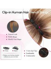 360° Clip-On Air Bangs Hair Extension, Suitable For Women With Sideburns, 3 Secure Clips, Full Bangs - SP24/613 - View 5
