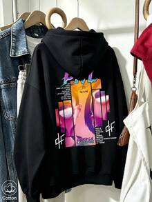 Women's Crew Neck Sweatshirt, Travel Hoodie With Pocket, Cotton T-Shirt, Basic Autumn-Winter Sweatshirt For Women - Black - View 10