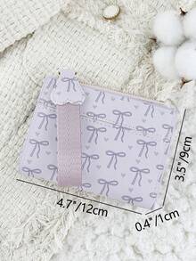 Fashionable Bow Printed Short Wallet, Foldable Buckle Portable Cash, Credit Card Tassel Decoration Wallet, Suitable For Carrying Around - Purple - View 8