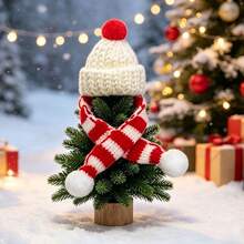 1 Set Mixed Color Mini Christmas Knitted Hats And Scarves, Wine Bottle Decoration, Suitable For Christmas Party Decoration, Snowman, Christmas Tree Decoration, Home Holiday Gathering Decoration - View 11