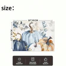 1/4/6pcs Autumn Series Assorted Colors Pumpkin Pattern Printed Placemats, Heat Resistant Table Mats For Home Kitchen/Dining Table Protection, Party Decor - Multicolor - View 6